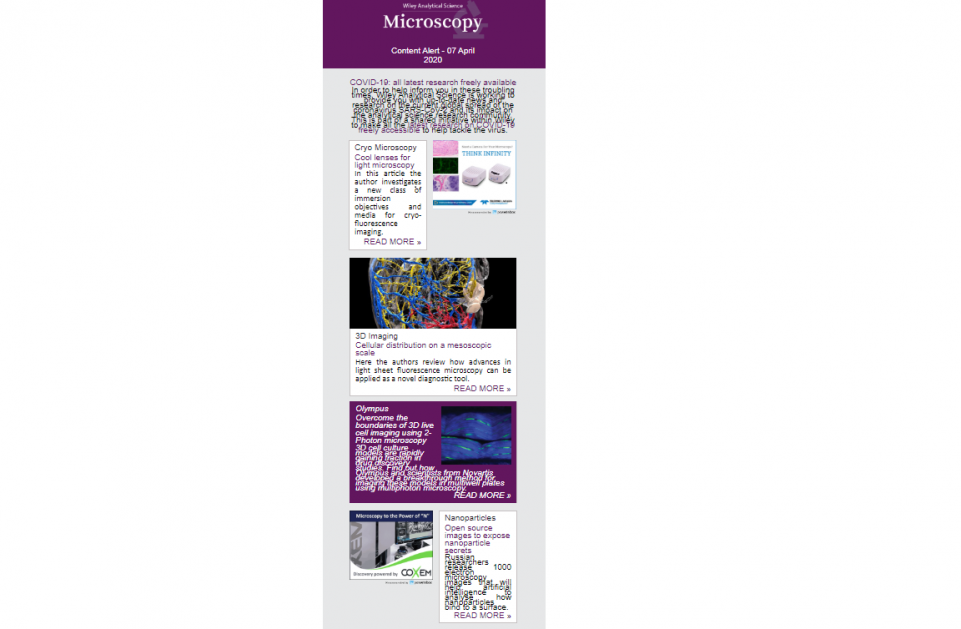 EM-30N in Latest Wiley Analytical Science Microscopy Newsletter